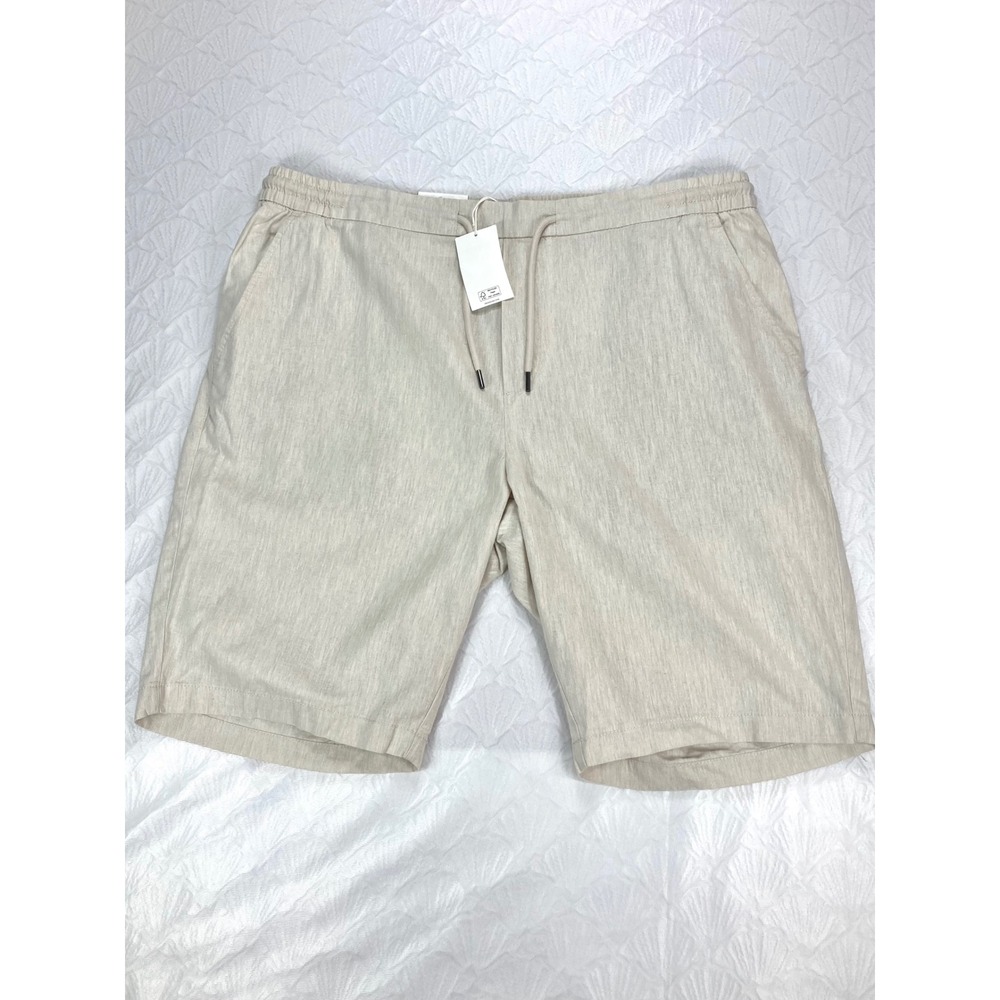 Dressmann Linen Blend Drawstring Shorts Mens Sz 3XL Beige Breathable Coastal NEW